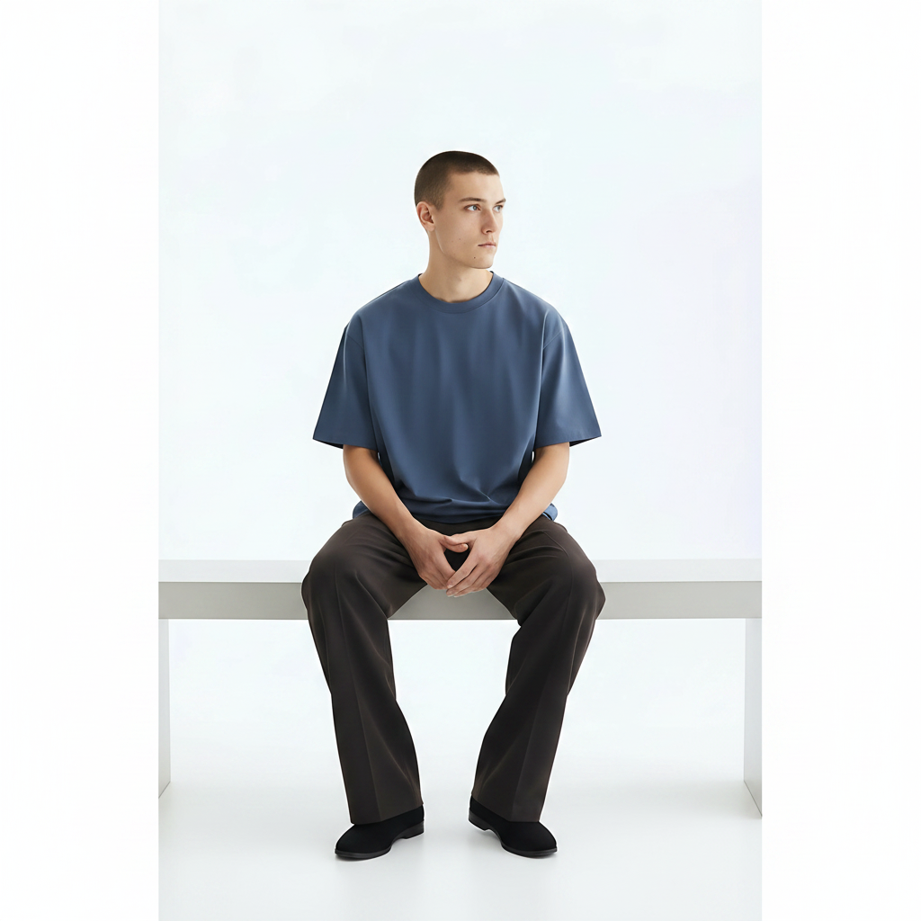 Cotton Oversized T-Shirt Cooling 220g on model - Yellow front view