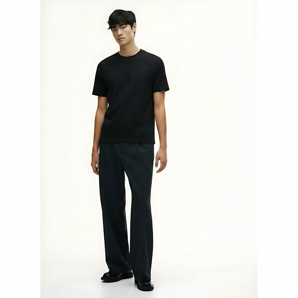 Heavyweight Quick-Dry T-Shirt on model - Jet Black front view