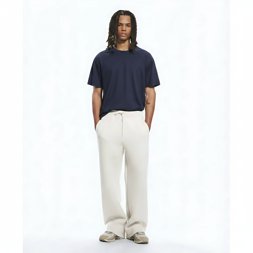 Heavyweight Cotton-Blend T-Shirt on model - Blue front view