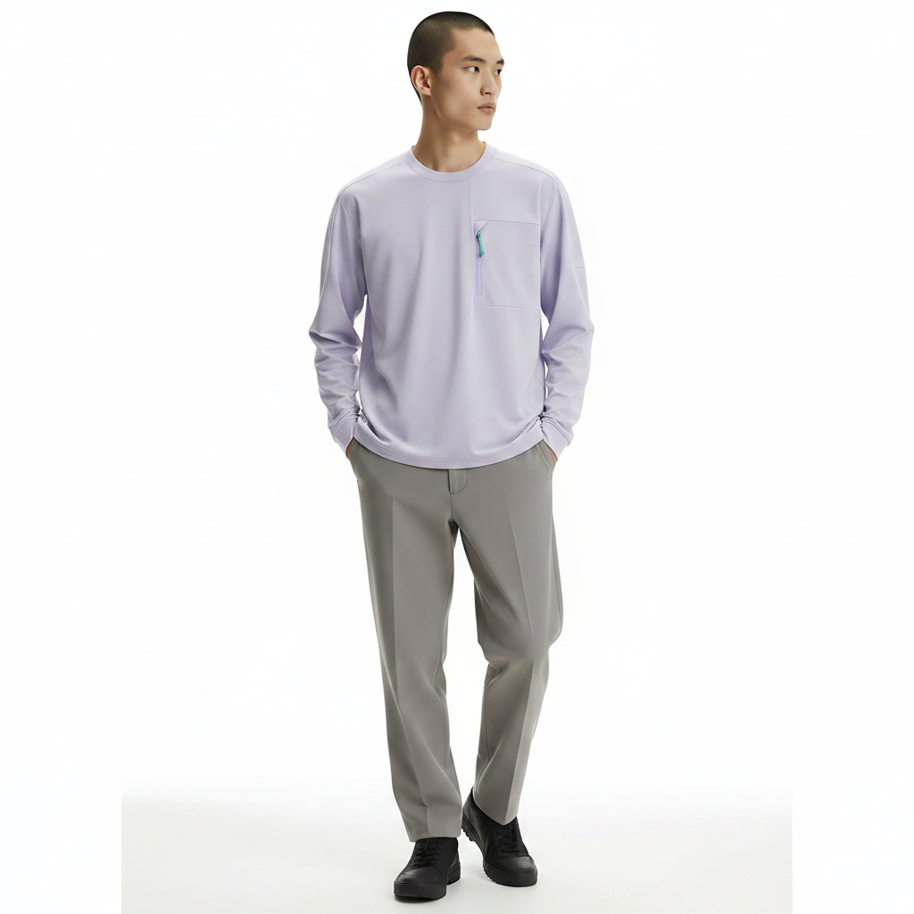Quick-Dry T-Shirt Long Sleeve on model - Purple front view