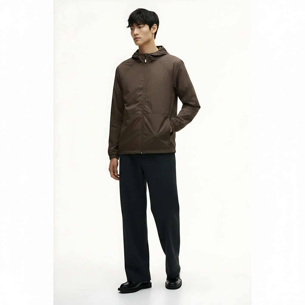 Relaxed Fit Jacket Outdoor on model - Brown front view