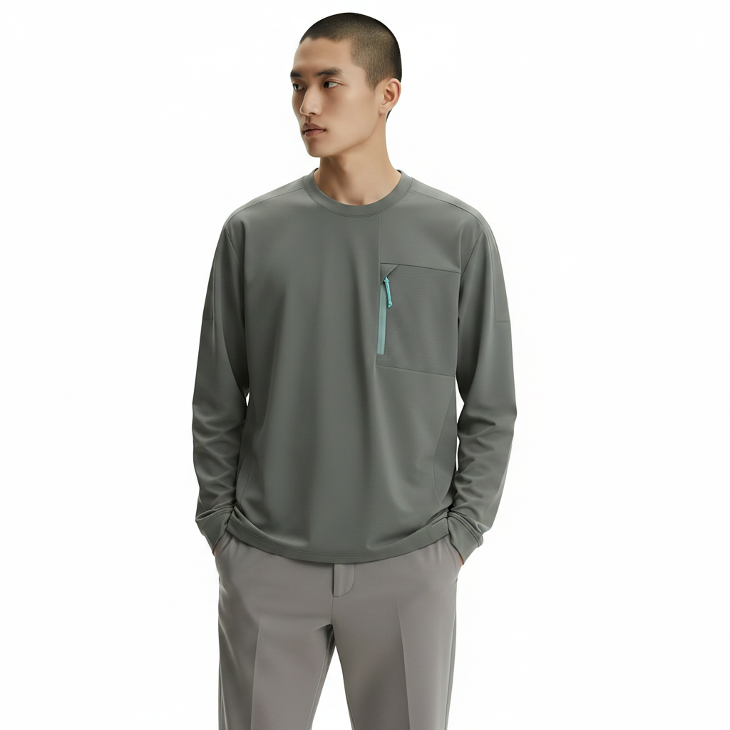Quick-Dry T-Shirt Long Sleeve on model - Dark Gray front view
