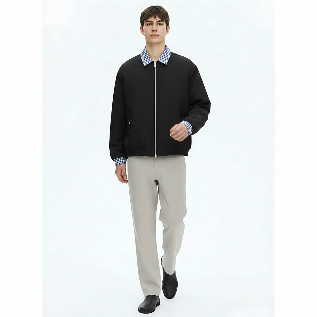 Polyester Jacket Lightweight Relaxed Fit on model - Yellow front view