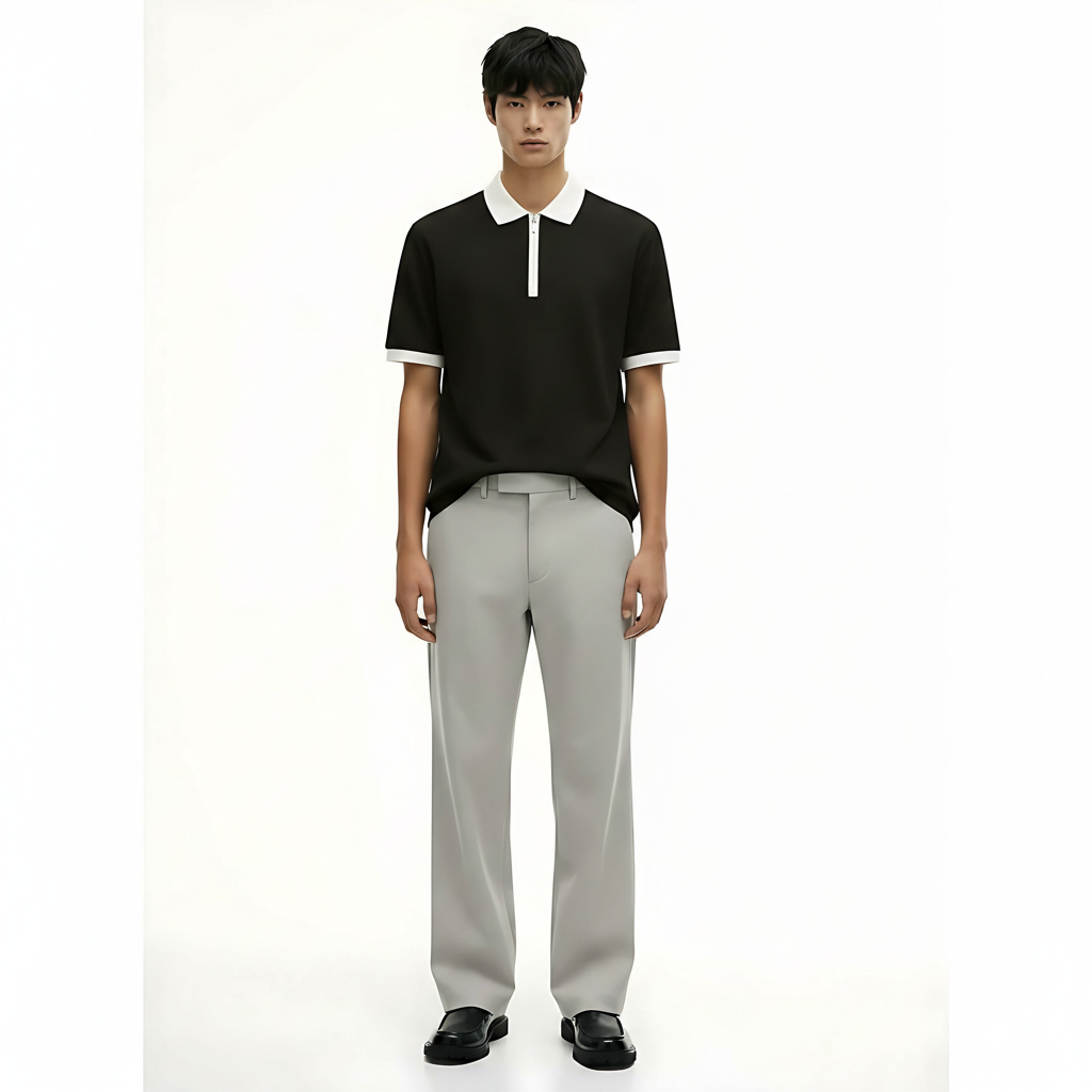Heavyweight Cotton T-Shirt 250g on model - Black front view