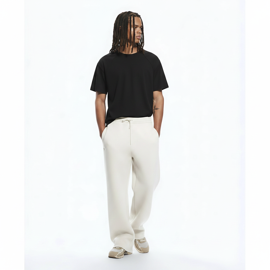 Heavyweight Cotton-Blend T-Shirt on model - Black front view