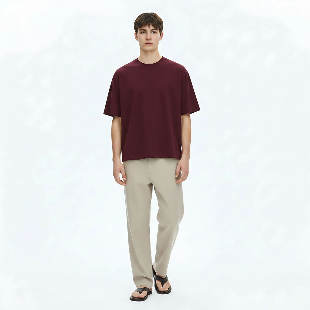 Heavyweight Shirt Cooling Tee on model - Purple front view