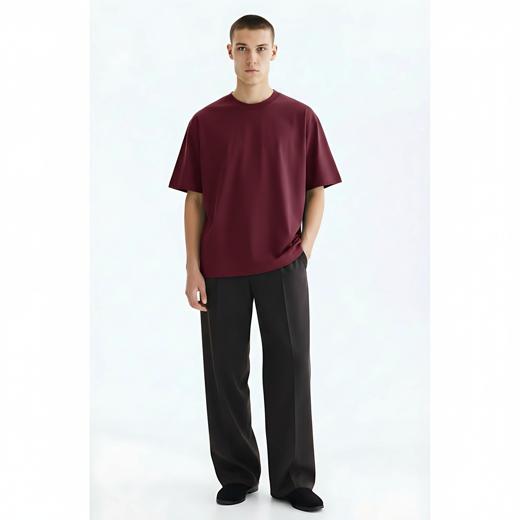 Cotton Oversized T-Shirt Cooling 220g on model - Light Purple front view