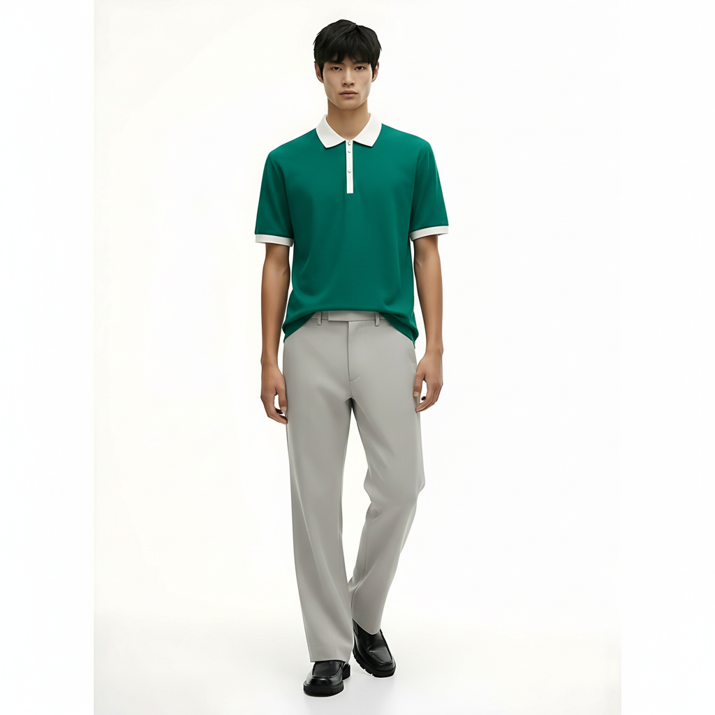 Heavyweight Cotton T-Shirt 250g on model - Turquoise front view