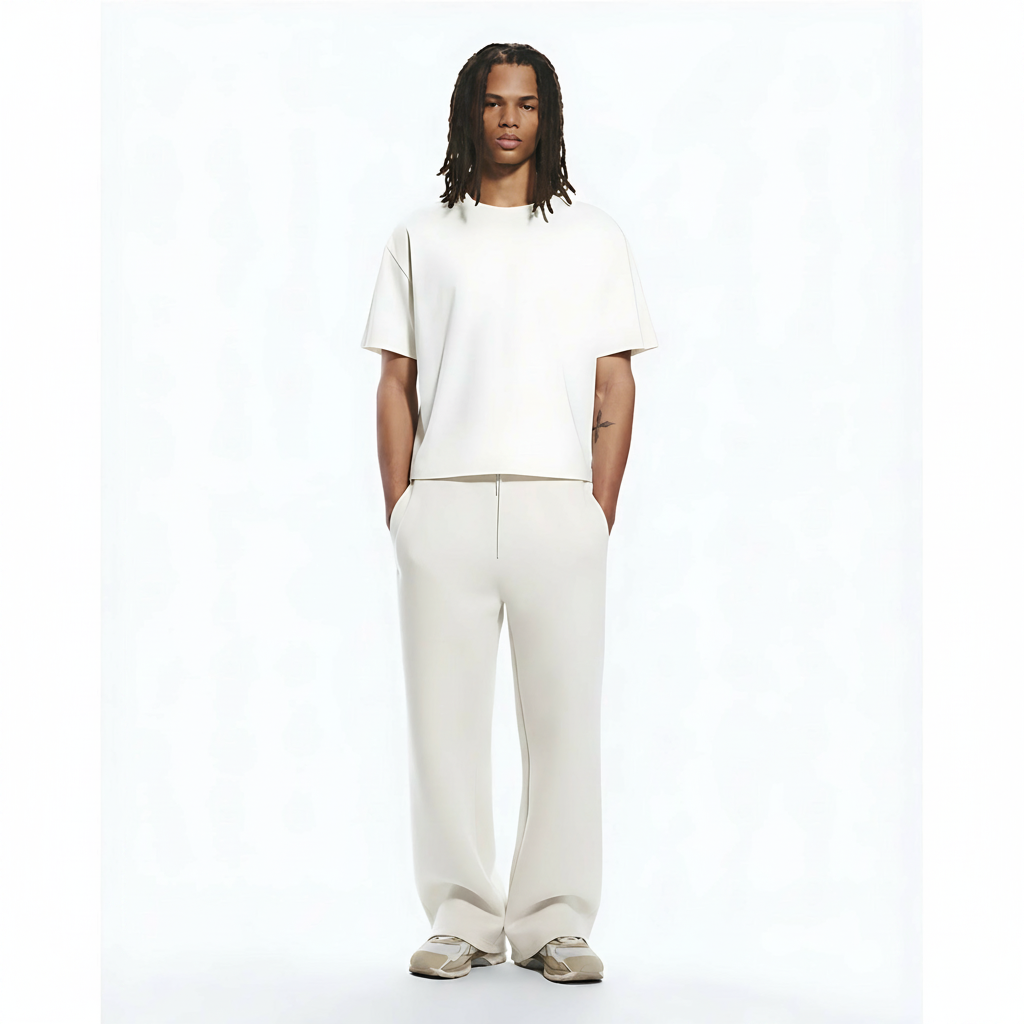 Cooling Quick-Dry Training T-Shirt on model - Beige front view