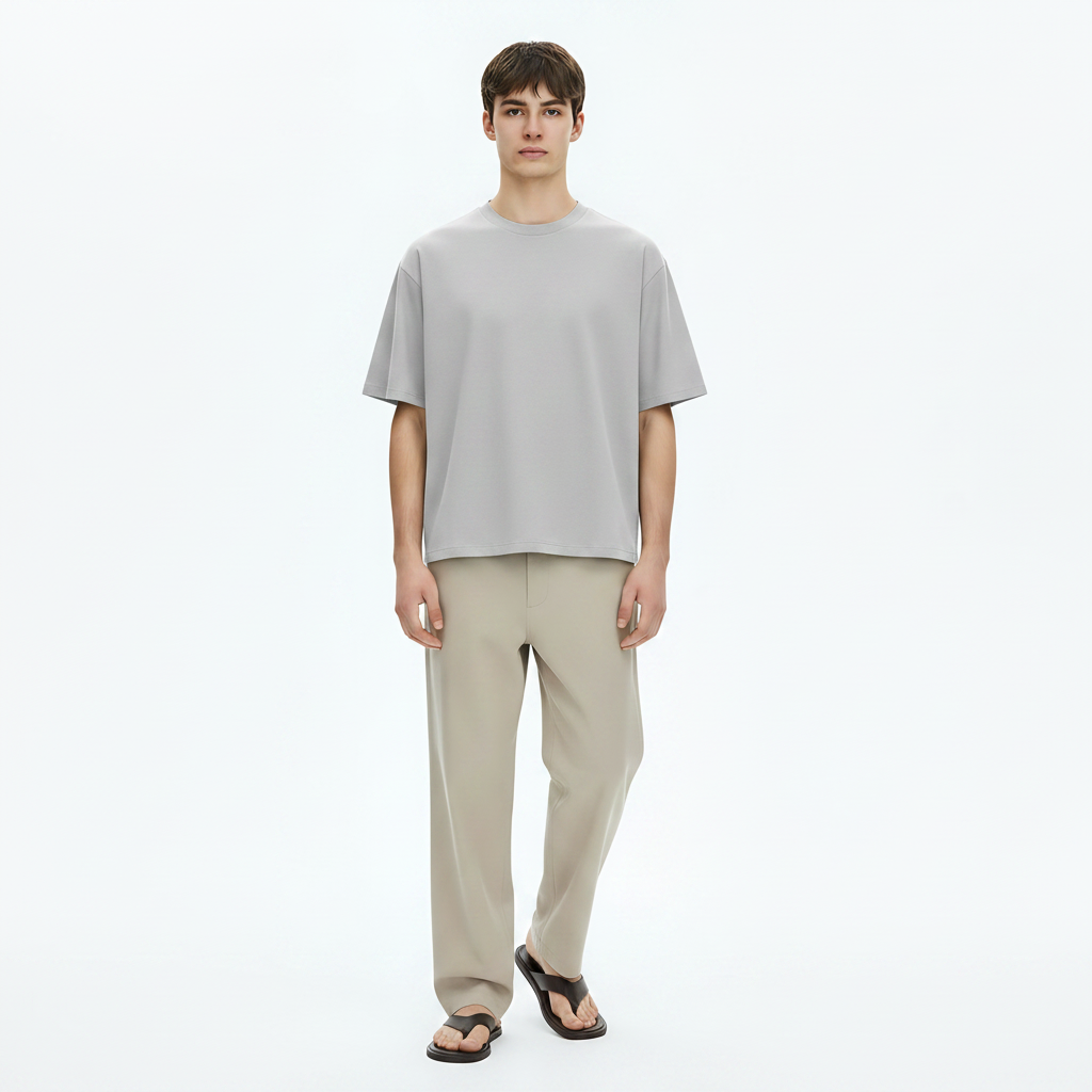 Heavyweight Shirt Cooling Tee on model - Gray front view