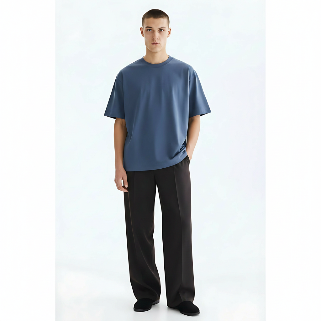 Cotton Oversized T-Shirt Cooling 220g on model - Olive Green front view