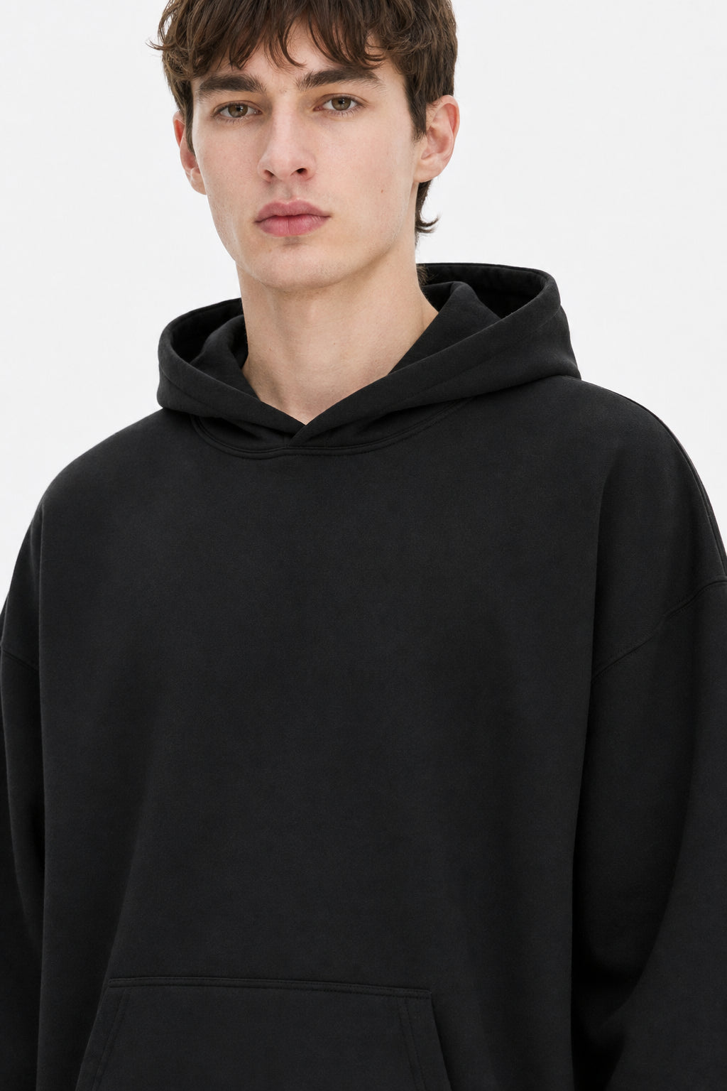 Heavyweight Hoodie - Black Hood Opening And Shoulder Detail