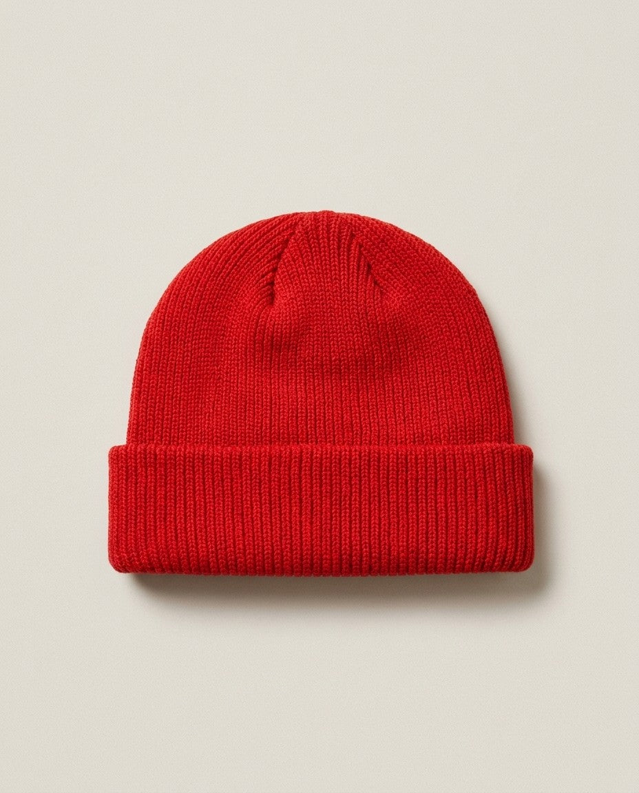 Solid Color Retro Knitted Beanie - Red