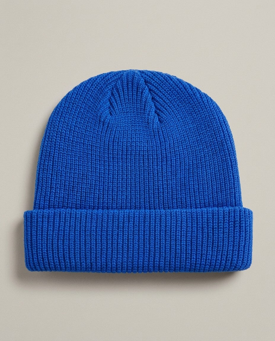 Solid Color Retro Knitted Beanie - Blue