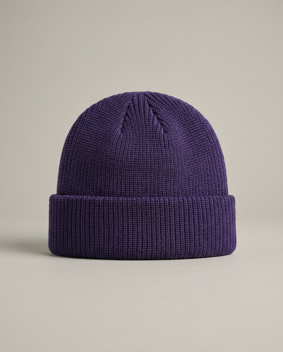 Solid Color Retro Knitted Beanie - Purple