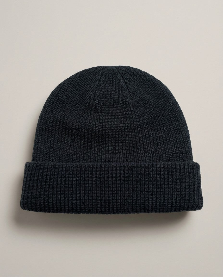 Solid Color Retro Knitted Beanie - Black