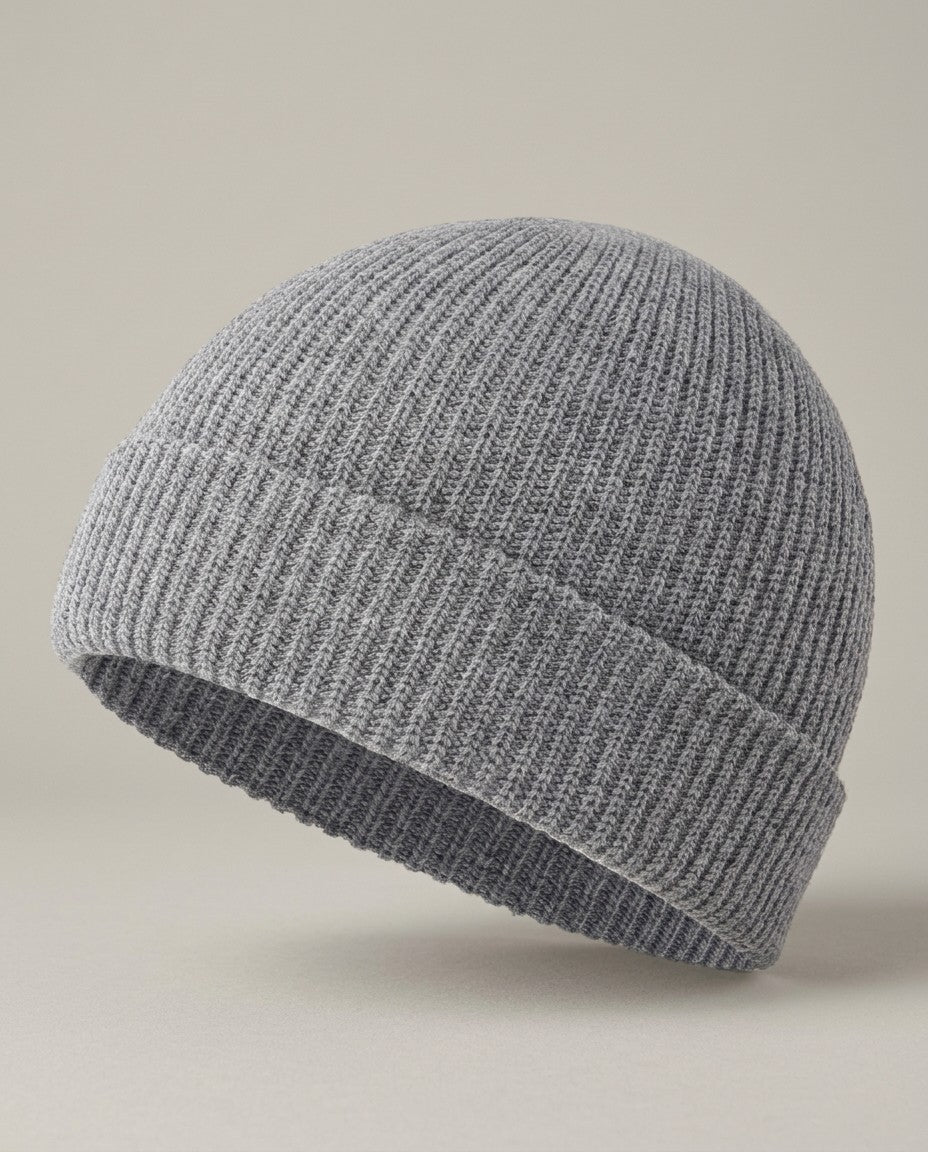 Solid Color Retro Knitted Beanie - Light Gray