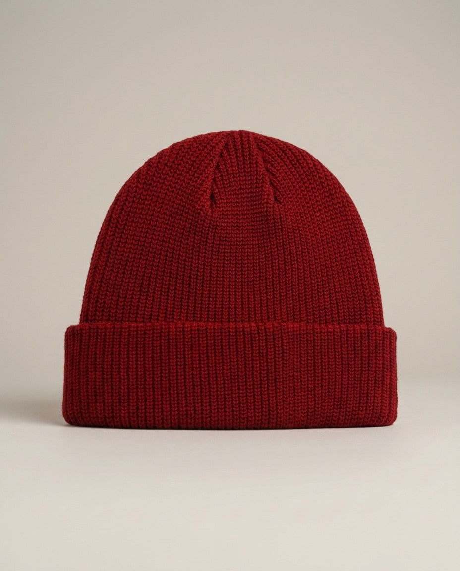 Solid Color Retro Knitted Beanie - Red 2