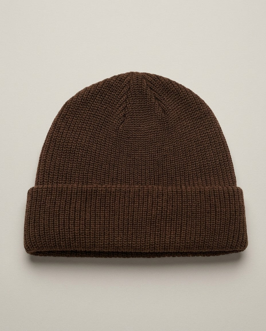 Solid Color Retro Knitted Beanie - Brown