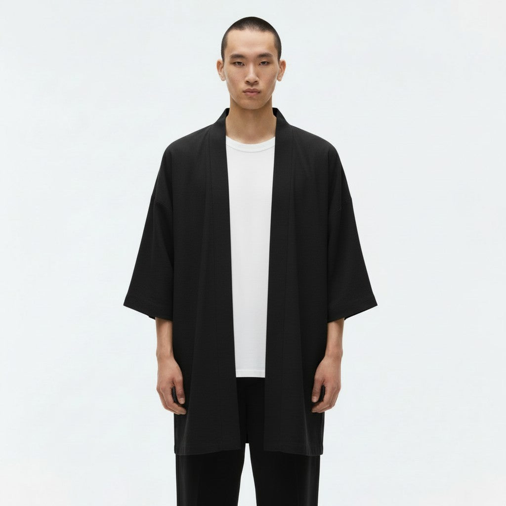Long haori coat in black