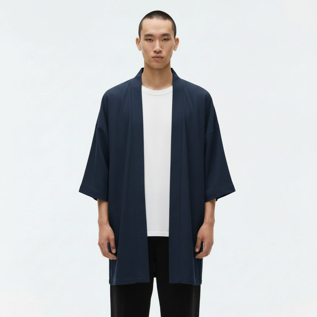 Long haori coat in navy