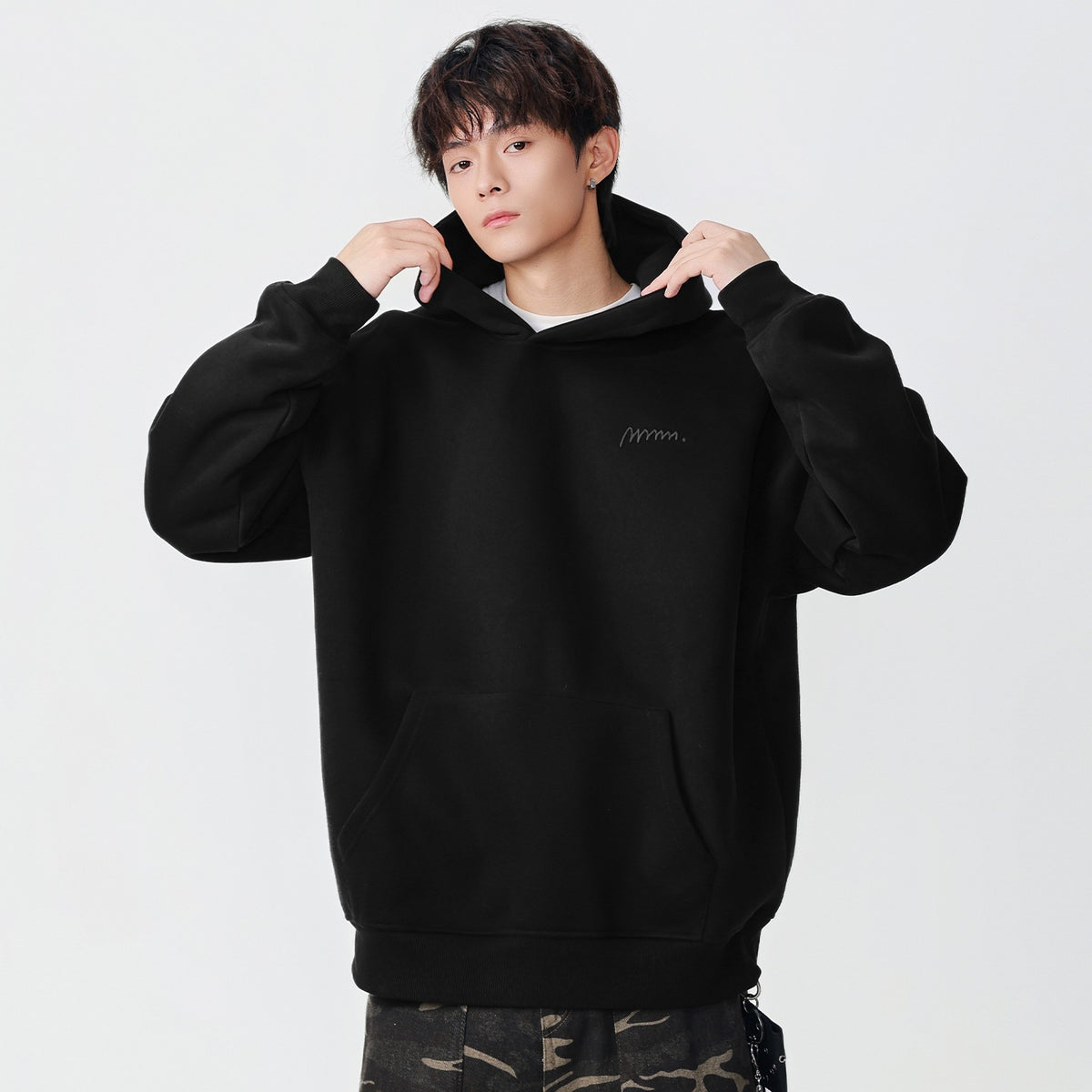 Heavyweight fleece hoodie for men, view 4