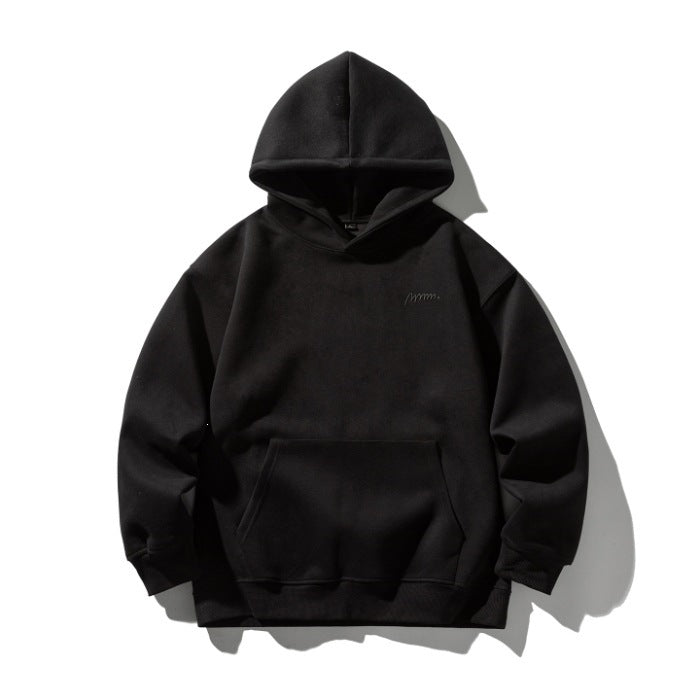 Black heavyweight fleece hoodie