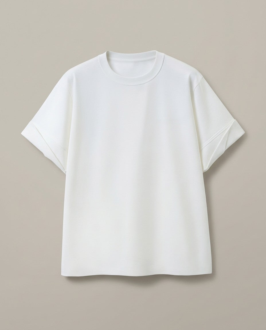Heavyweight Rolled-Sleeve Graphic T-Shirt - White