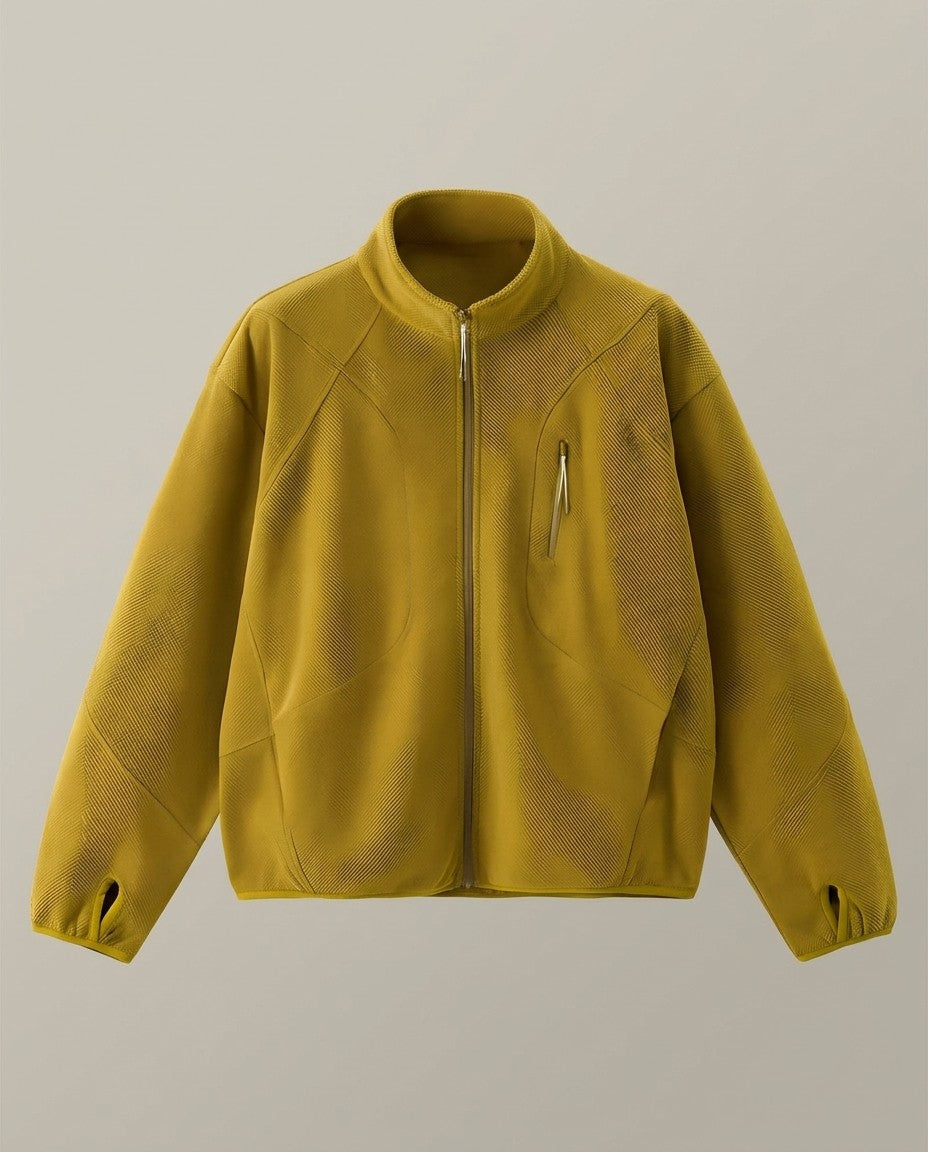 Men's Honeycomb Zip Sweatshirt - Outdoor Heavyweight Sweatshirt - Yellow