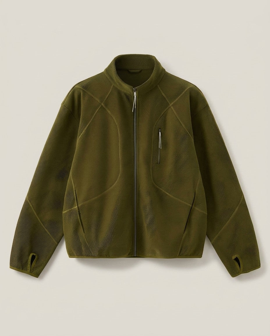 Men's Honeycomb Zip Sweatshirt - Outdoor Heavyweight Sweatshirt - Olive Green