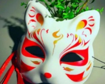 Red Fire japanese cat mask