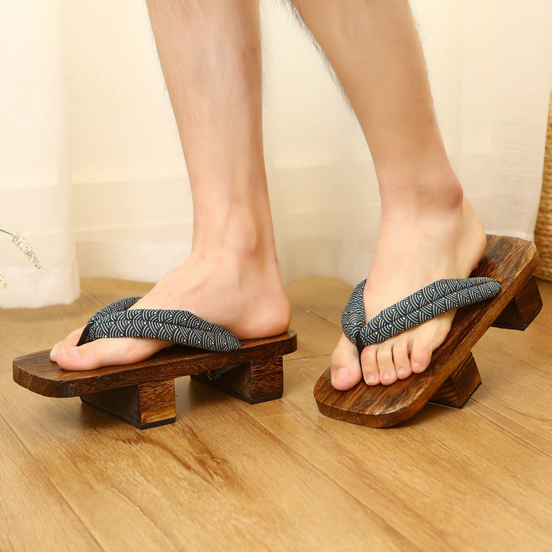 Brown, Grey Pattern japanese geta sandals