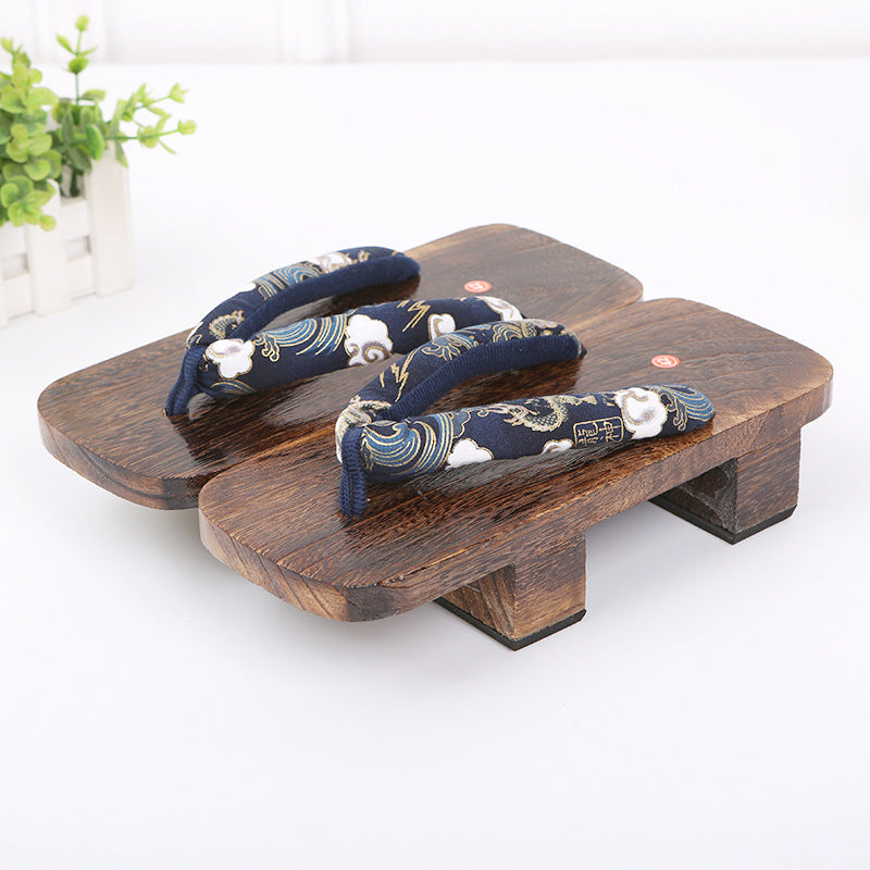 Brown, Navy Dragon japanese geta sandals