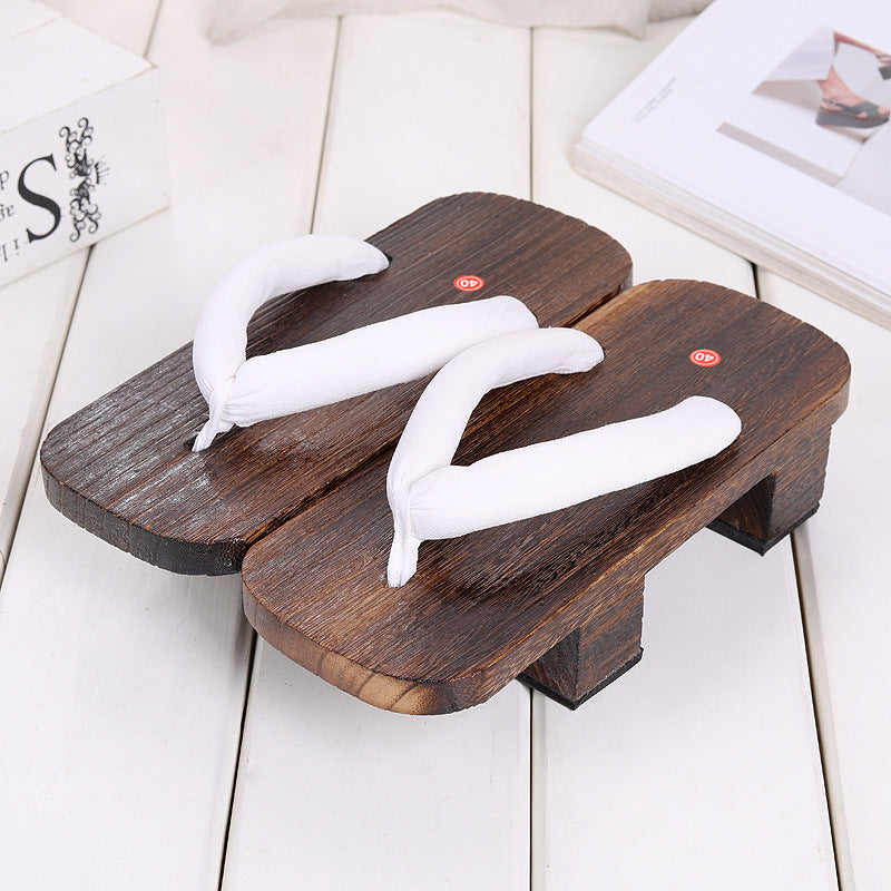 Brown, White japanese geta sandals