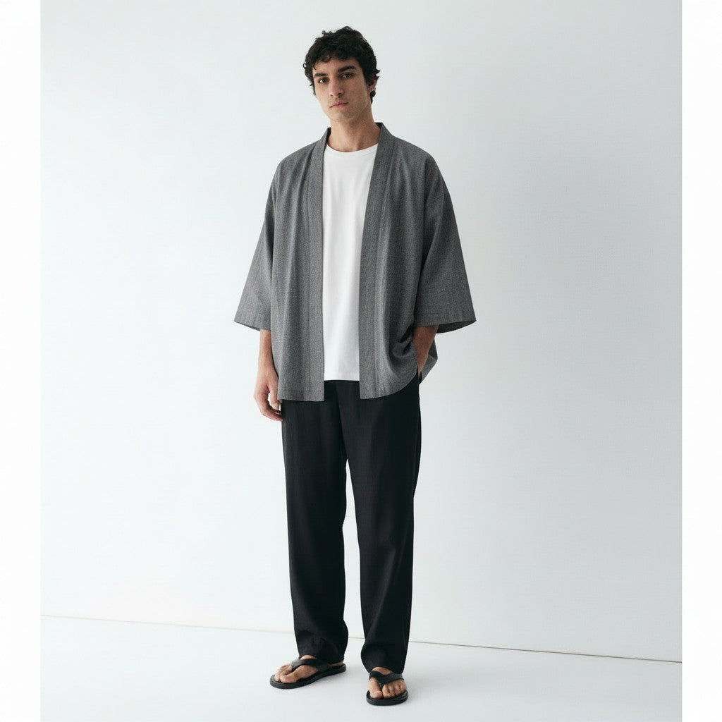 Summer haori jacket in dark grey