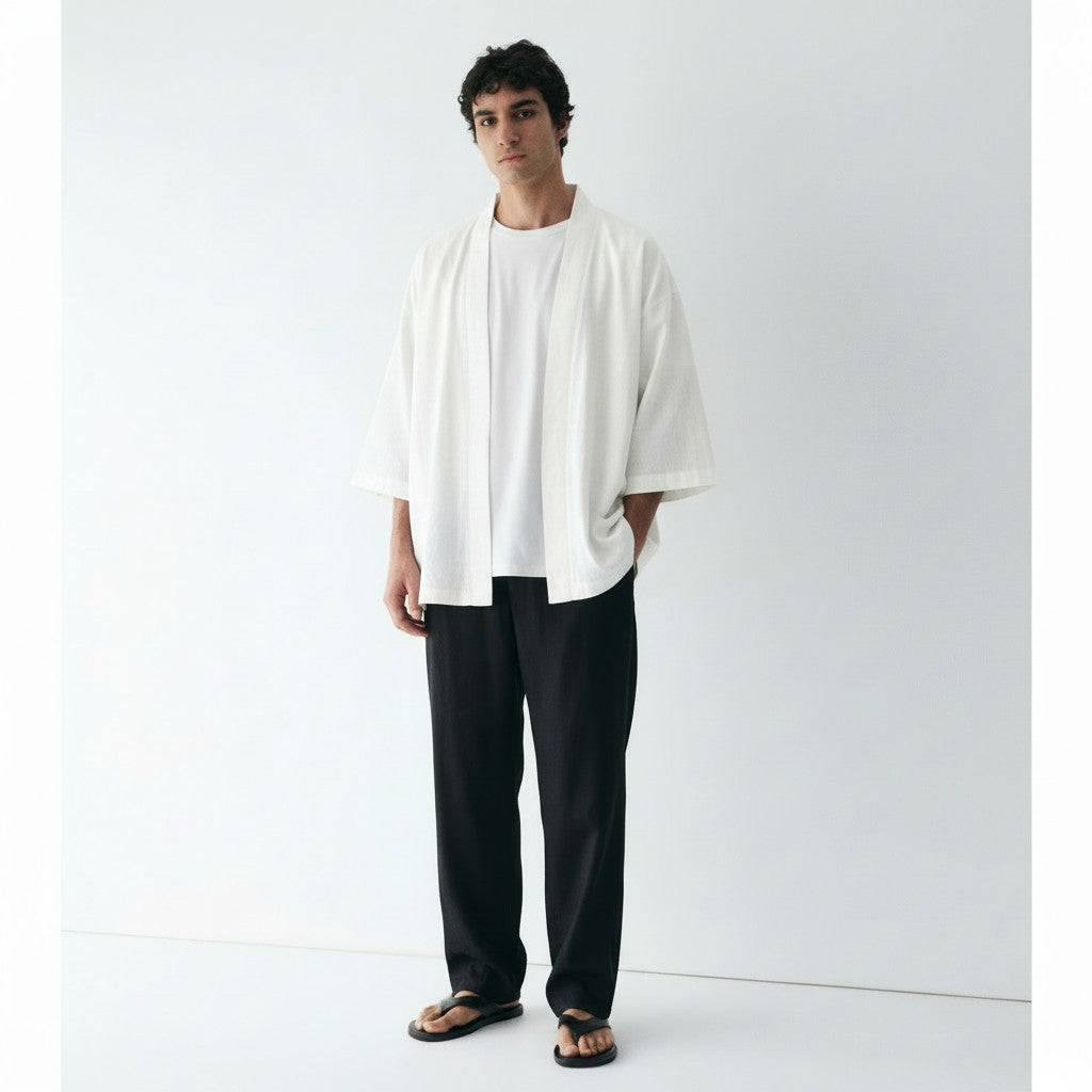 Summer haori jacket in white