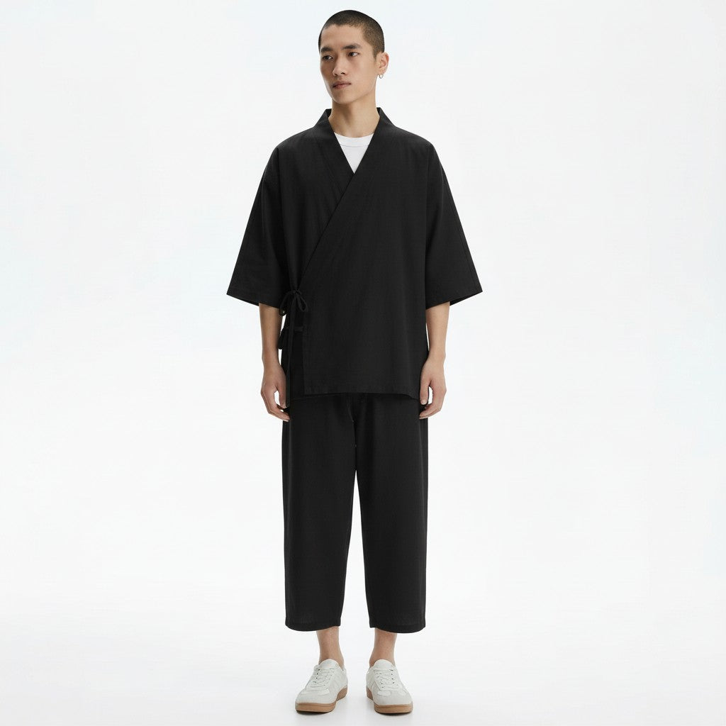 Cross-tie samue set in black