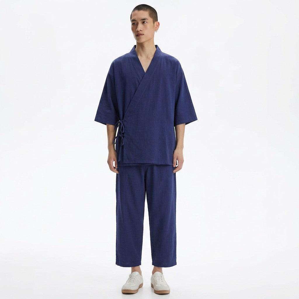 Cross-tie samue set in blue