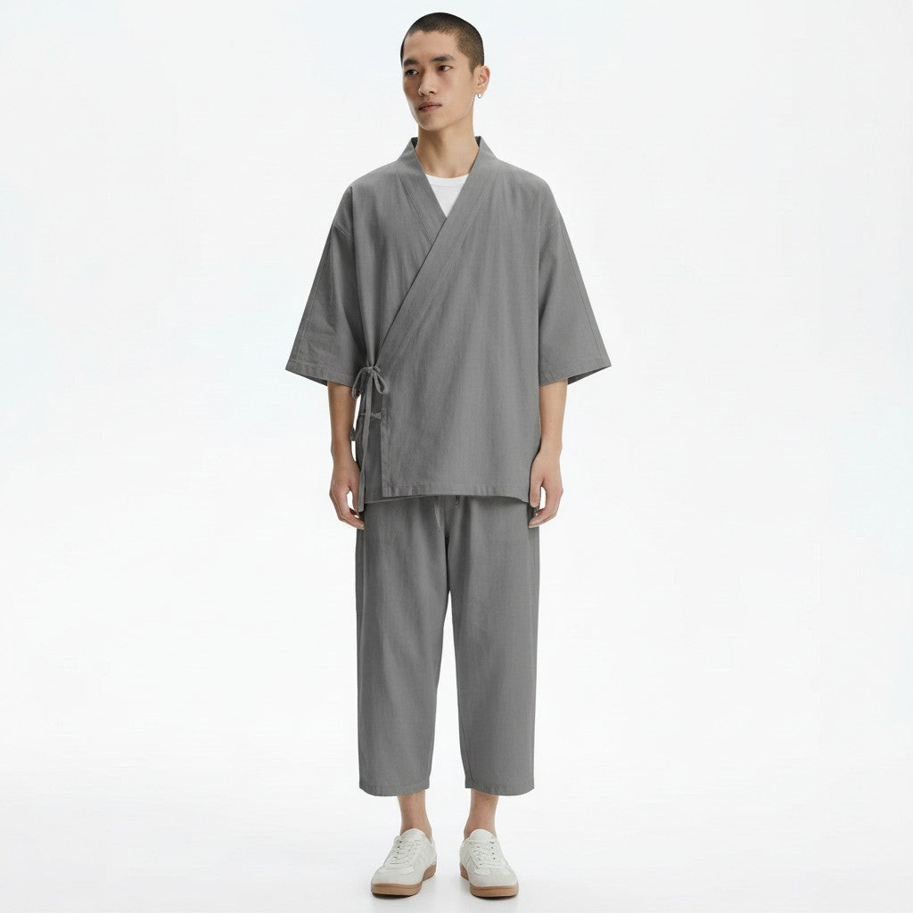 Cross-tie samue set in grey