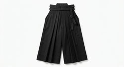 Japanese wide leg trousers, black, product view