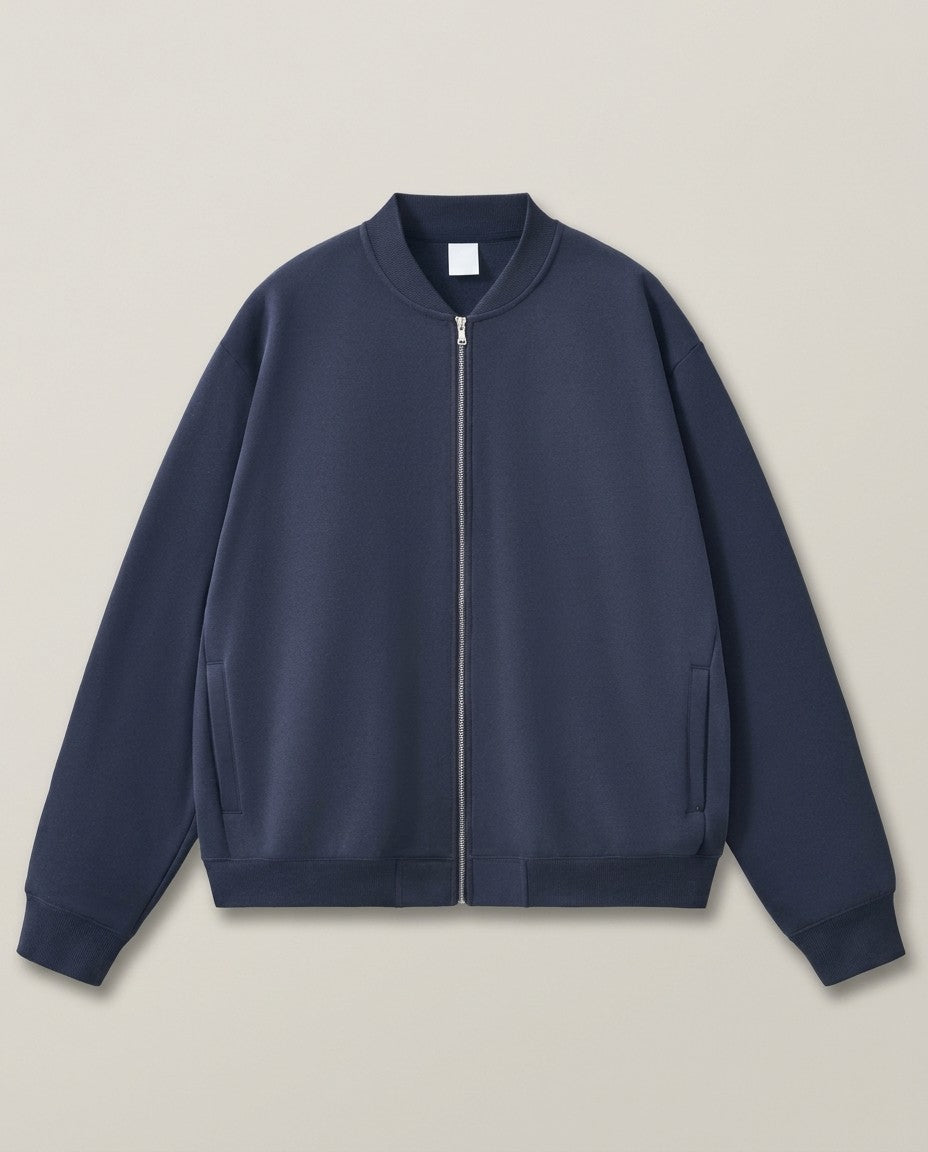 Men's baseball varsity jacket in blue, front