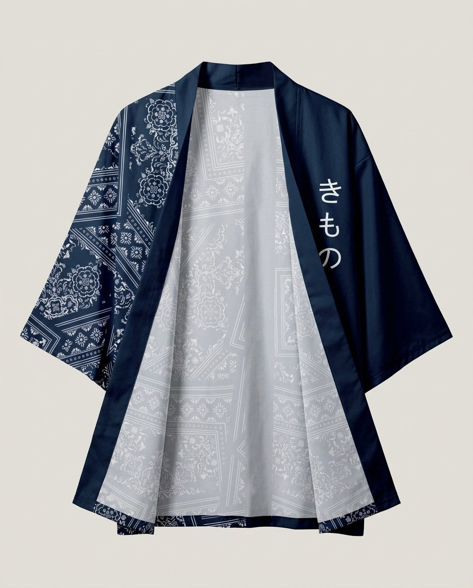 Blue haori for men, product front view