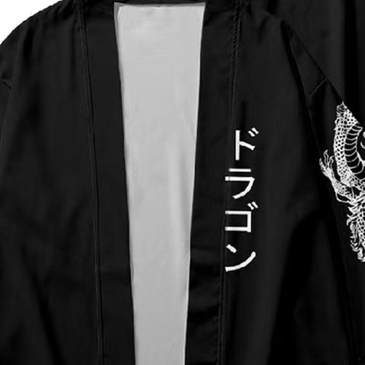 Men's dragon kimono jacket with dragon sleeve print, print detail