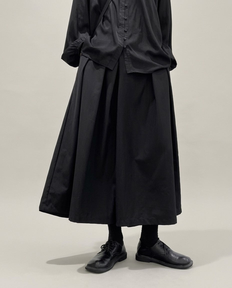 Men's japanese hakama pants, black pleated skirt panel, pleated skirt panel