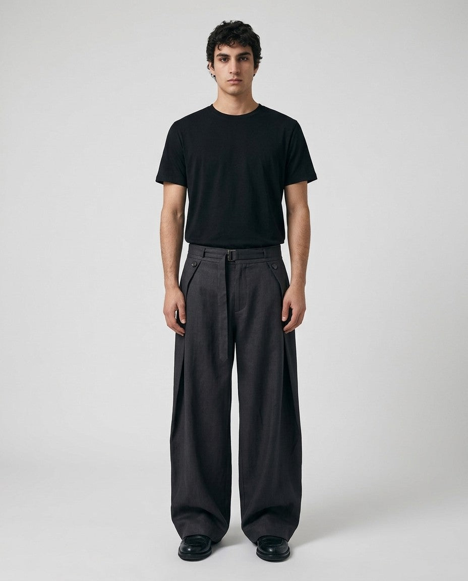 Linen Hakama Pants for Men, Pleated and Belted | Amaji