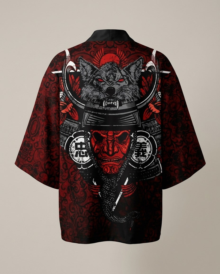 Red kimono men for men, product back view