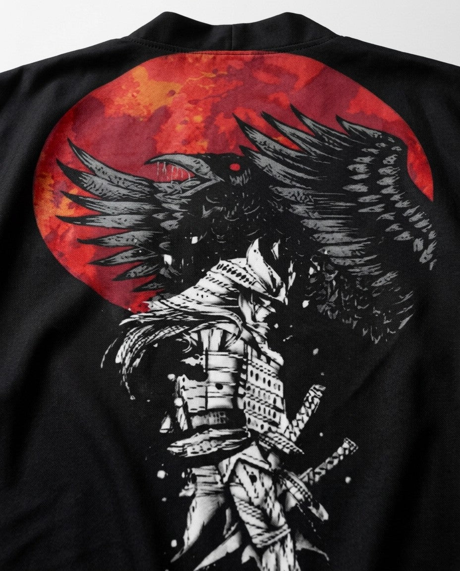 Samurai kimono for men, print close-up