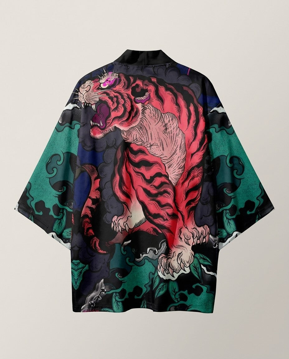 Tiger kimono for men, product back view