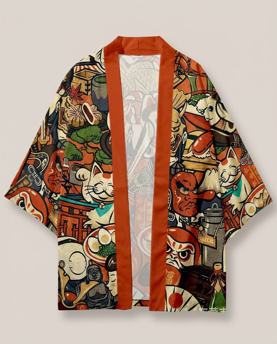 Ukiyo-e kimono for men, product front view