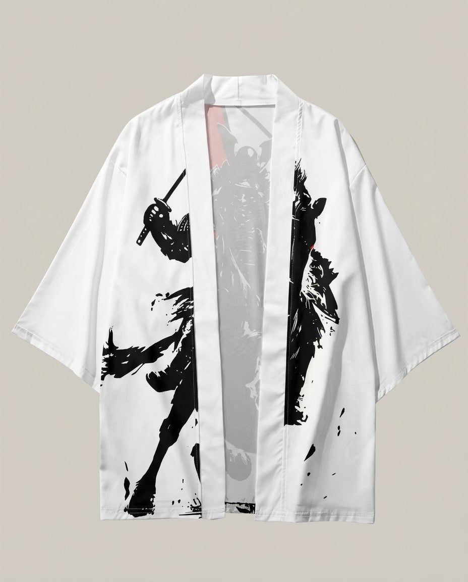 White haori jacket for men, product front view